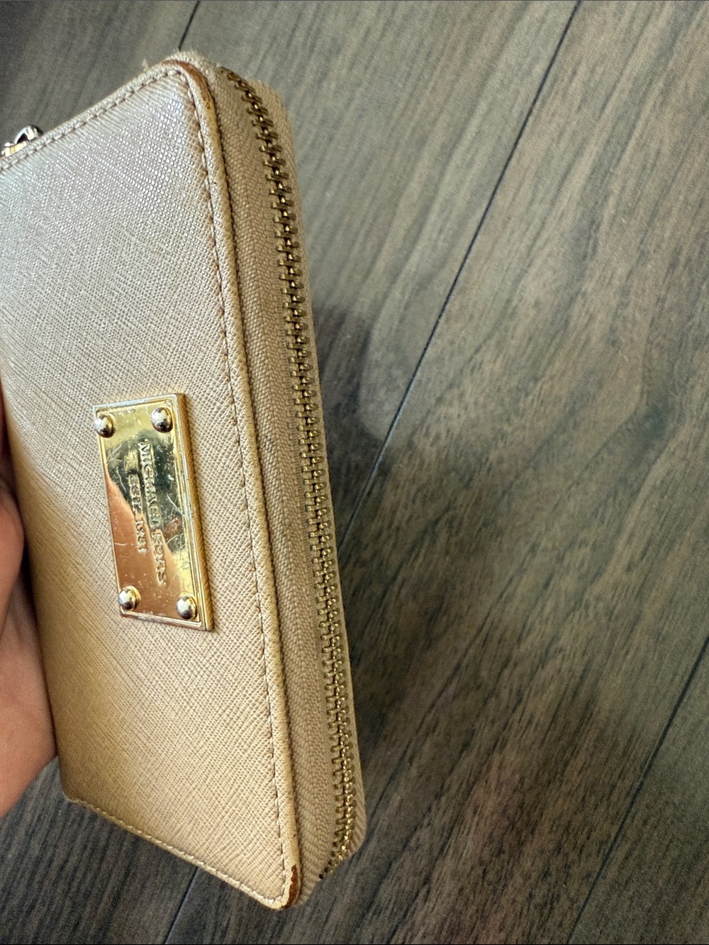 Michael Kors Beige Gold-Plate Zip Wallet - Picture 10 of 10
